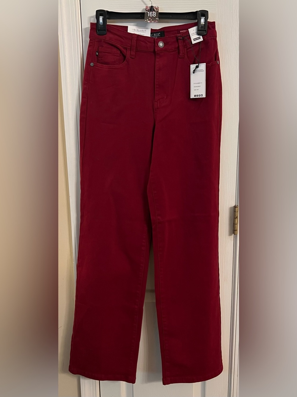 Judy Blue Women's High-Rise Straight Jeans in Burgundy size 5/37 NWT
